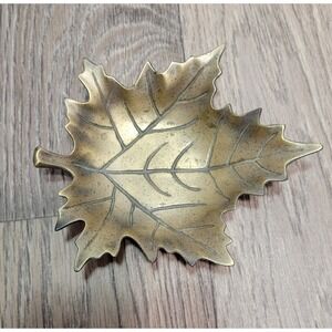 Brass Maple Leaf Decorative Dish Colonial Brass Flower  Farmhouse Cottagecore
